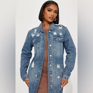Fashion Nova Distressed Blue Jean Jacket